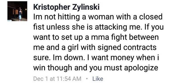 Douche who claimed 99% of men could beat female MMA fighters gets owned by a chick
