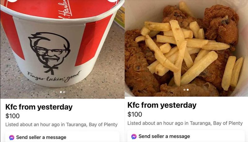 Tauranga man selling yesterday’s KFC on Facebook for $100