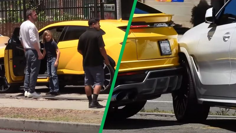 WATCH: Ben Affleck's 10-year-old son hits a BMW with a $200,000 Lambo