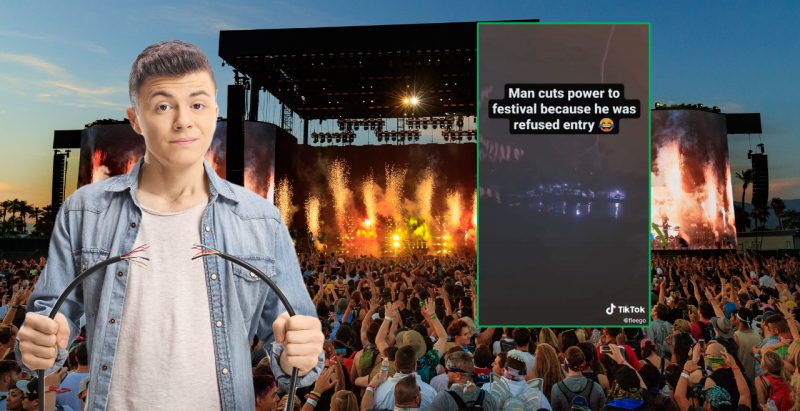 We investigated if the viral video of a guy cutting the power to a festie is real