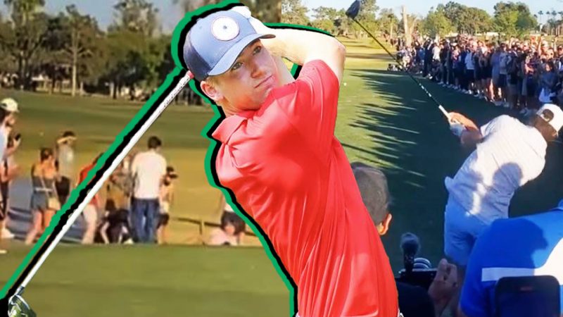 WATCH: Golf influencer smokes drive directly into crowd and sends fan to the floor