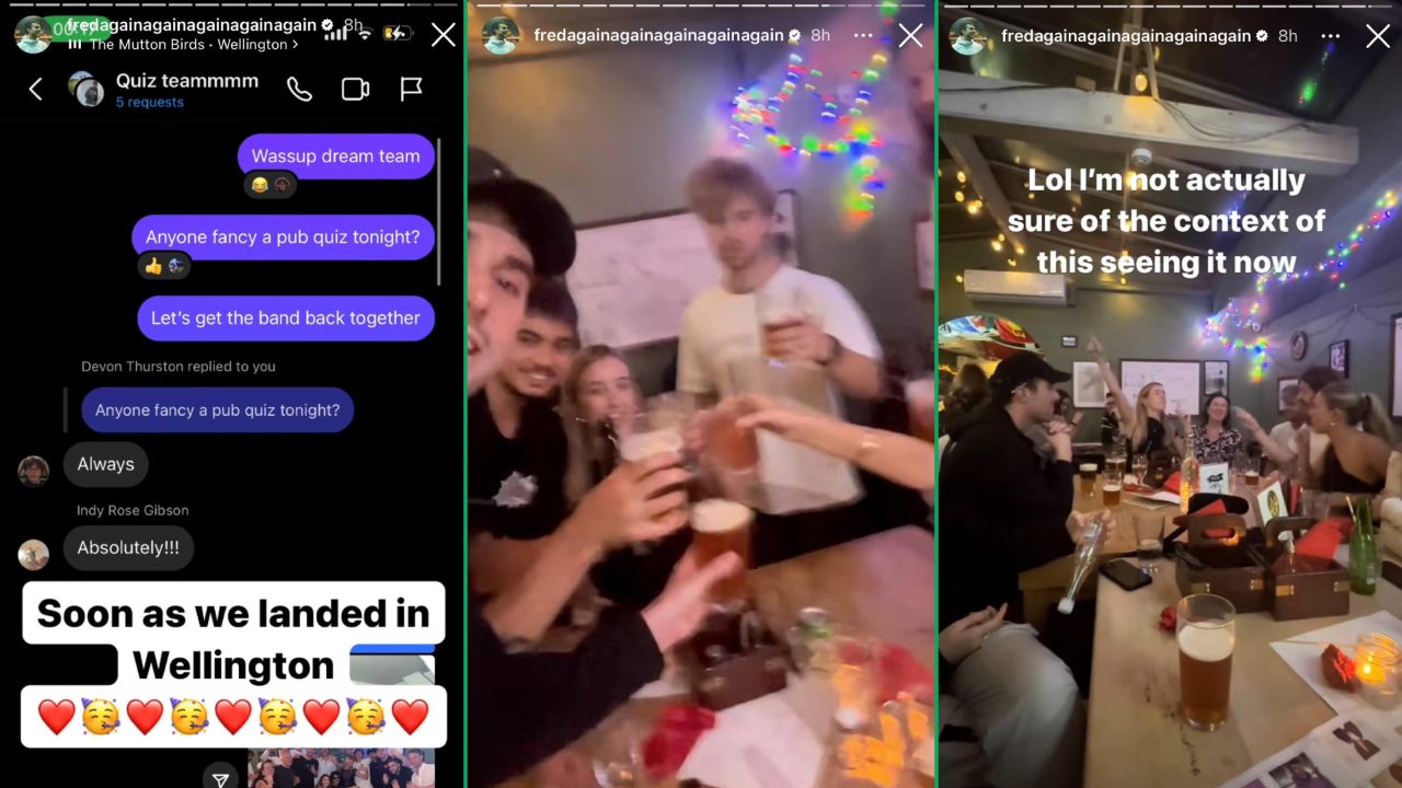 Fred Again reunites with 2023 Wellington pub quiz 'dream team' and the group chat is too good