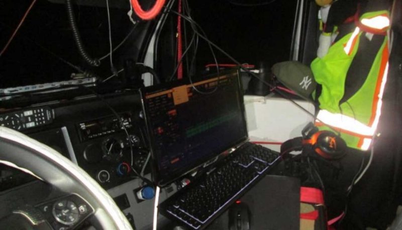 Police find a fully functioning recording studio in the cab after pulling over truck driver