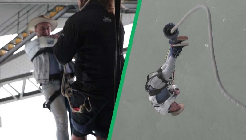 WATCH: Benny Boy becomes (probably) the first person to DJ while doing a bungy jump