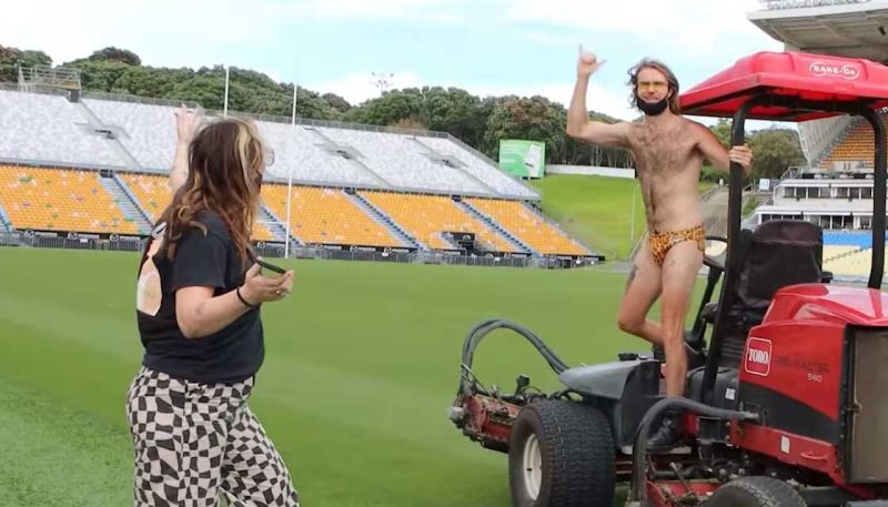 WATCH: Brook mows Mt Smart Stadium to finish off Mow-vember